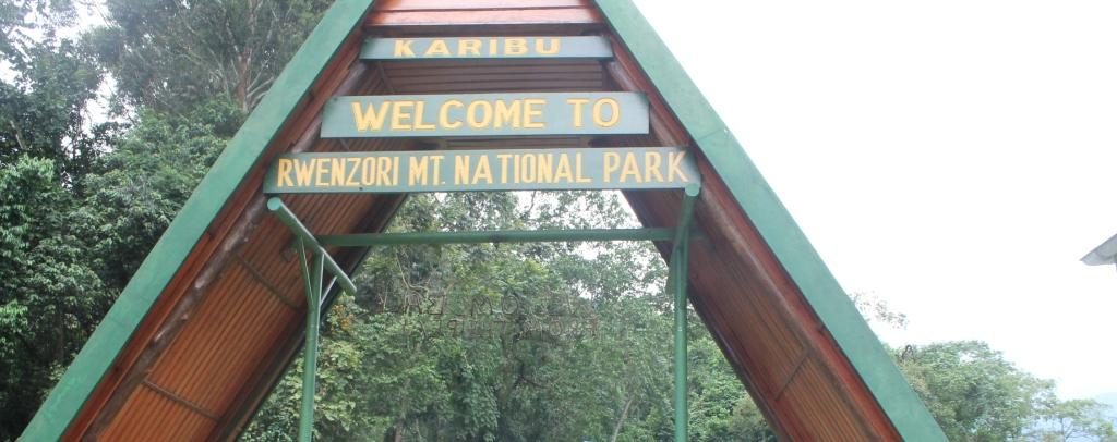 A welcome gate at the base of Rwenzori